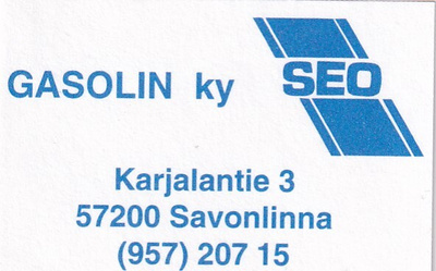 Savonlinna. Gasolin Ky. SEO, Tulitikkuetiketti.  e178