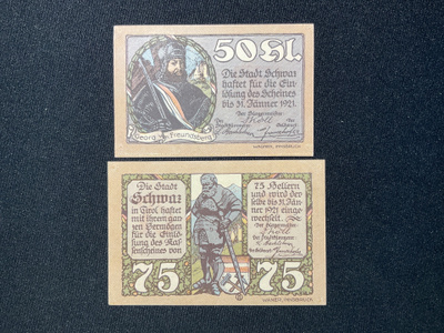 Notgeld 2 kpl Die Stadt Schwarz Tirol 31.Jänner 1921.