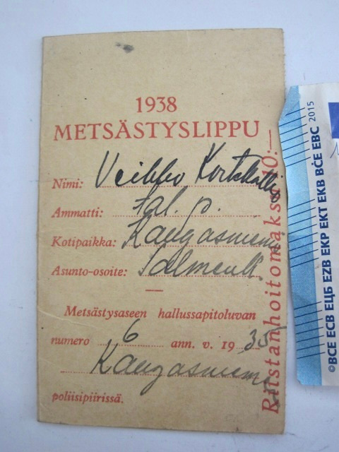 VANHA Metsästyslippu 1938