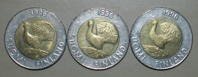 1996 SUOMI 10 markkaa 3 kpl