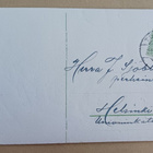 Ympyräkortti, tontut työntävät kelkkaa, kuusta, lahjoja 1925 - pikkukuva 2