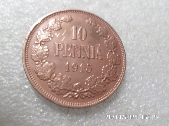 10 penniä  1915 hivenen   patinoinin alkua