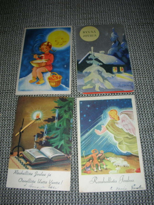 vanhoja joulukortteja 40-50-luku