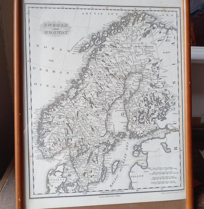 Vanha kartta Skandinavia sis. Suomi