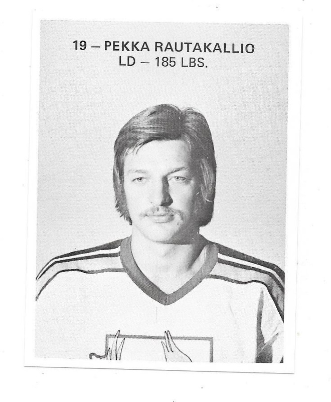 1975-76 Phoenix Roadrunners Teamissued #19 Pekka Rautakallio