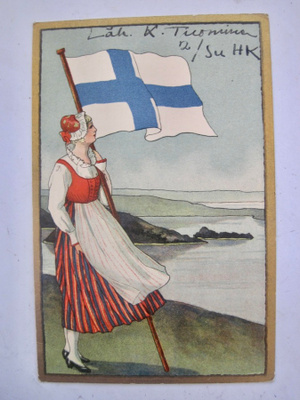 VANHA Postikortti Suomen Lippu ym Kulk. Kenttäposti 1939