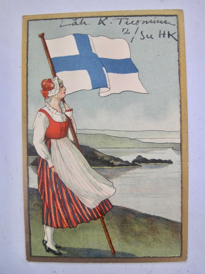 VANHA Postikortti Suomen Lippu ym Kulk. Kenttäposti 1939
