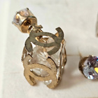 Unique Geometric Crystal Earrings – Convertible Design, Gold - pikkukuva 5