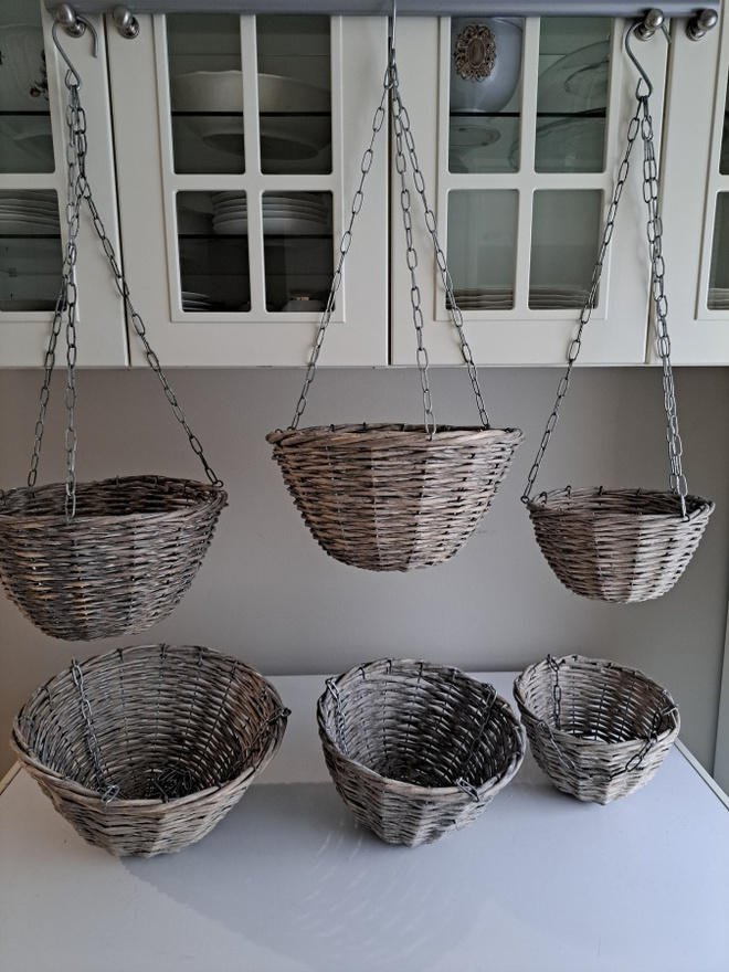 Rottinki / pujottu paju amppeli , 3 eri kokoa