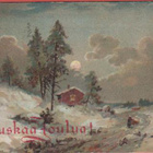 R Åkerblom Talo talvimaisemassa, kuutamo - pikkukuva 1