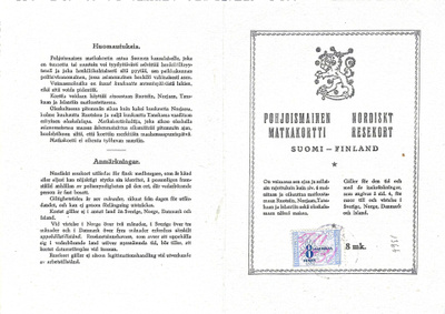 POHJOISMAINEN MATKAKORTTI 1931 LEIMAMERKKI 8 MK TURUN POLIIS