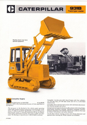 Esite Caterpillar 931B telakuormaaja 1982