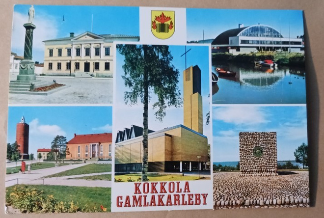 Kokkola, monikuvakortti + vaakuna, ei p.