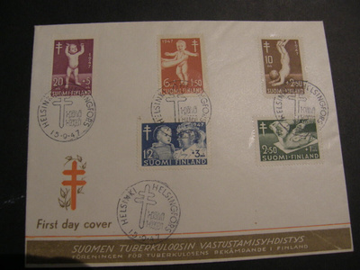 1947  TUB sarja (5)  FDC  ei kulkenut