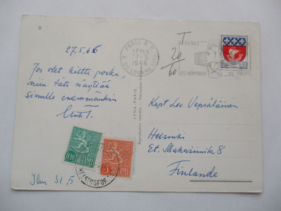 1966 Ranska lunastuskortti Hkiin sekapostite
