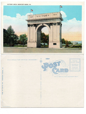 Vanha kortti, Yhdysvallat, Newport News, Victory Arch -.....