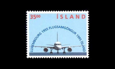 Islanti 832 ** Lentoreitti Luxemburgiin 40v (1995)