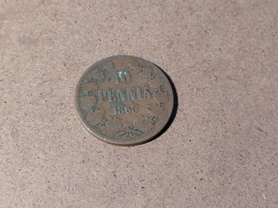 10 Penniä Cu 1865 AII