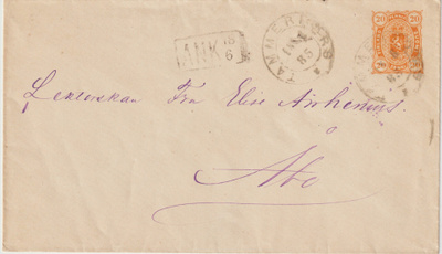 1885 20pennin ehiökirje Tampereelta Turkuun