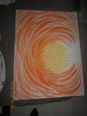 Sari Lepistö: Fireflower (2021) akryylimaalaus 80x60 cm
