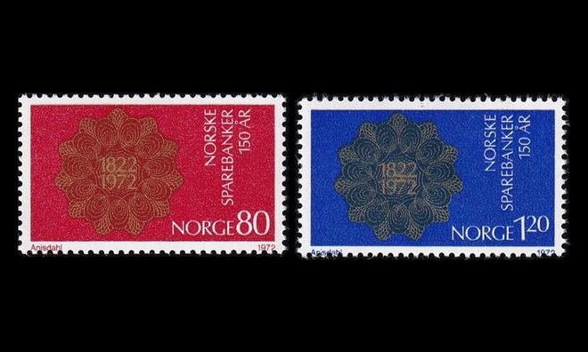Norja 635-6 ** Norjan säästöpankki 150v (1972)