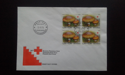 FDC Punainen Risti 1,00+0,20 nelilö 13.9.1978 LaPe 831