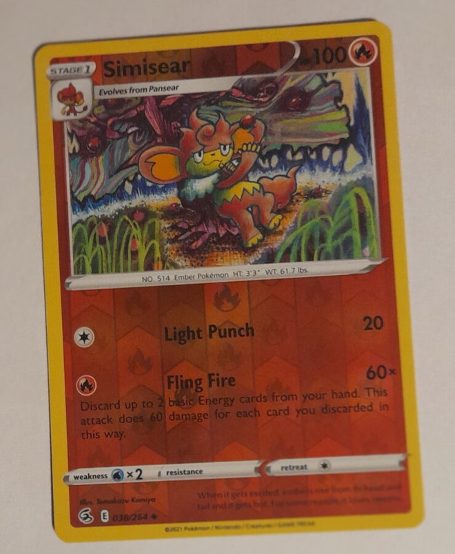 Simisear [Reverse Holo] #38 Pokemon Fusion Strike - NM/M