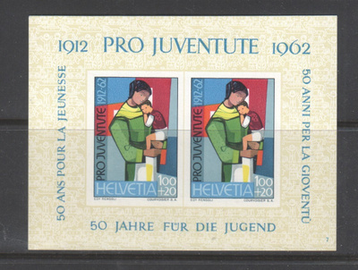 Sveitsi 1962 Pro juventute blokki postituoreena.
