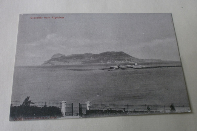 Gibraltar, nähtynä Algecirasta, vanha mv pk, ei p.