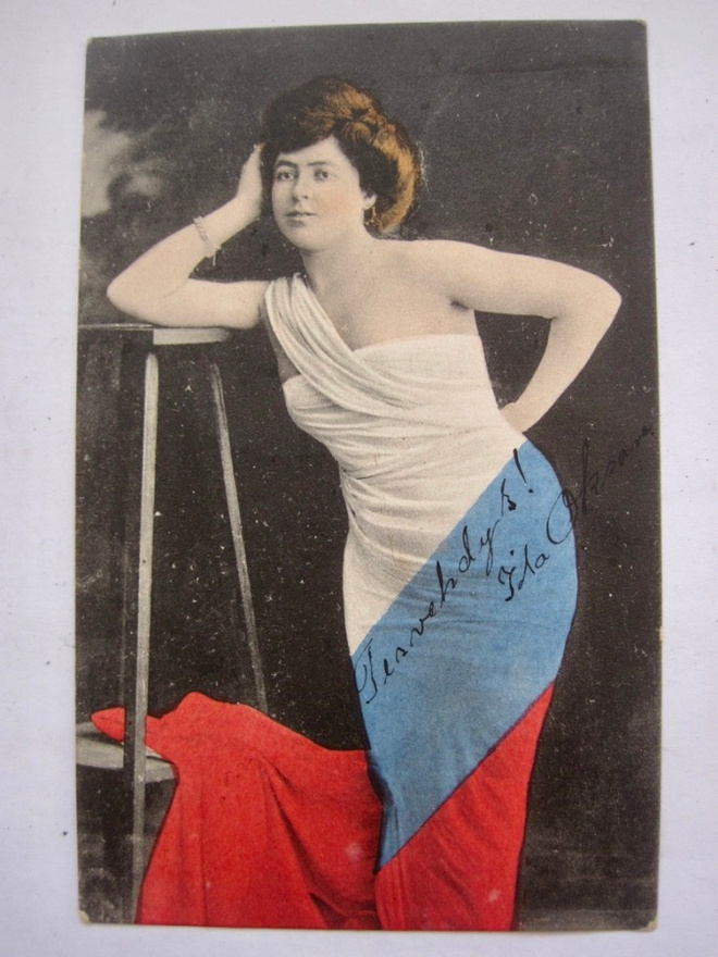 VANHA Postikortti Nainen Mekko Venäjän Lipusta 1907