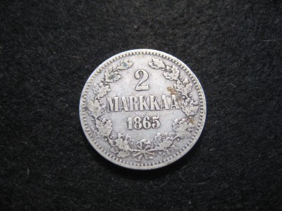 2 markkaa 1865 - hopeaa