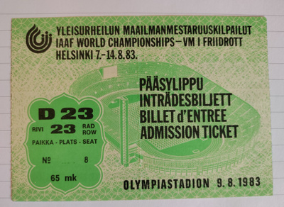 Yleisurheilun MM-kisojen 1983 pääsylippu