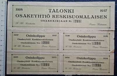 Osakekirja Keskisuomalaisen 1928.