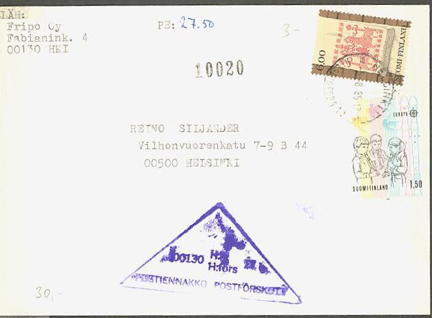 1980 6mk käs´paikka ym postiennakkokirje
