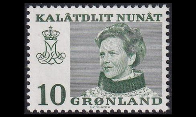 Grönlanti 84y ** Margrethe 10 öre y kelt fluor (1973)