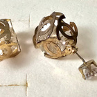 Unique Geometric Crystal Earrings – Convertible Design, Gold - pikkukuva 2