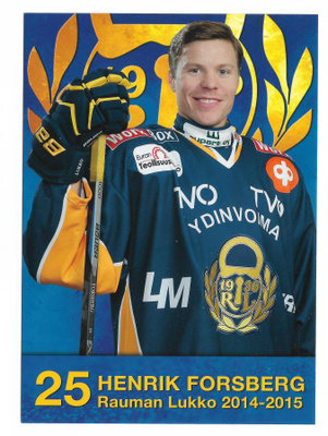 2014-15 Rauman Lukko Postikortti Henrik Forsberg