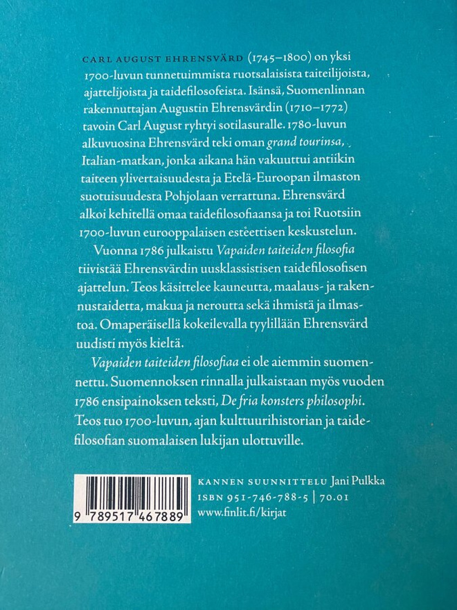 Carl August Ehrensvärd: Vapaiden taiteiden filosofia