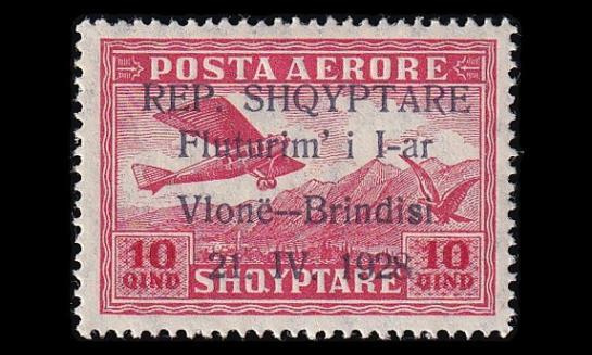 Albania 163 * Vlora-Brindisin lentoreitti 10 Q (1928)