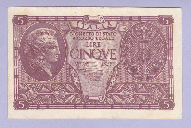 Italia 5 Lire v.1944 P-31