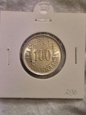Hopearaha 100 markkaa 1956, Suomi, 5,2 g Ag500