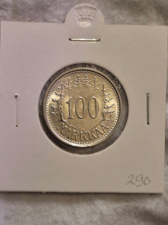 Hopearaha 100 markkaa 1956, Suomi, 5,2 g Ag500