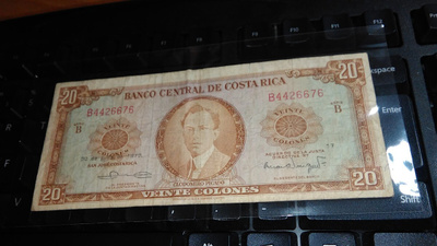 Costa Rica 20 colones 1970 F+