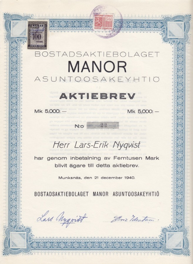 OKK 1940 Manor Bostadaktiebolaget, Munknäs (Huopalahti)