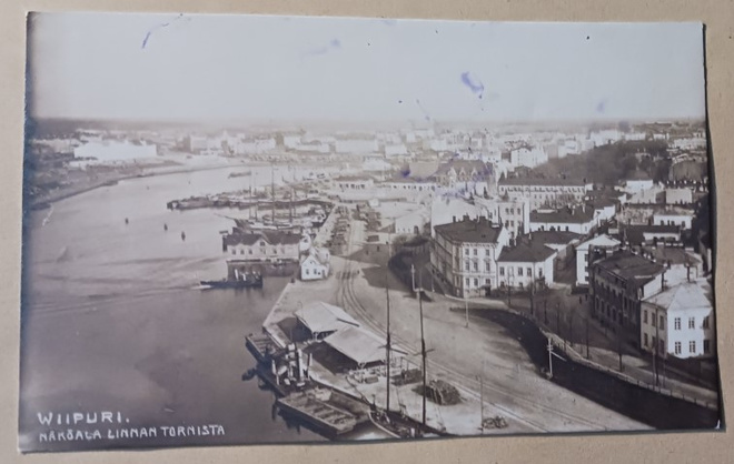 Viipuri, näkymä linnan tornista keskustaan ja satamaan 1921