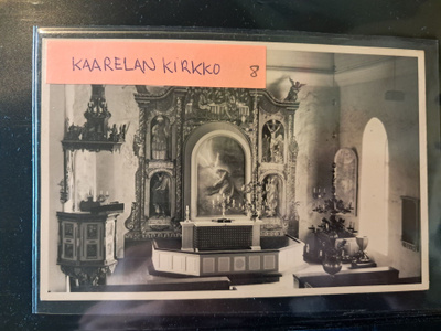 Kaarelan kirkko,  kulkematon vanha kortti.