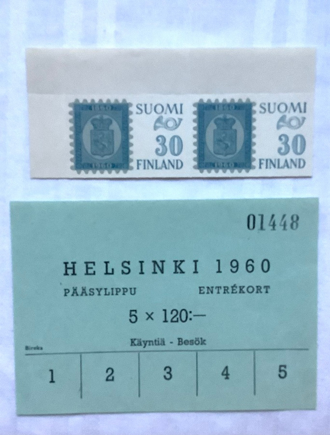 Helsinki 1960 postimerkkinäyttely, juhlamerkki 30 Suomi