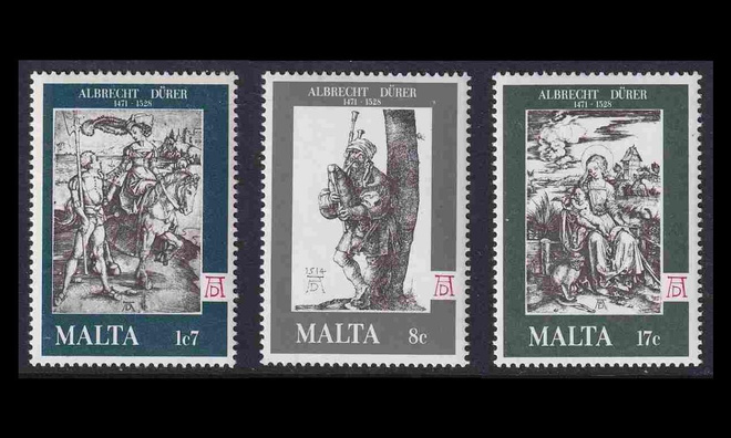 Malta 566-8 ** Taiteilija Albrecht Durer (1978)