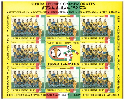 8 x BRASILIA Jalkapallo Postimerkkiä v.1990/ITALIA