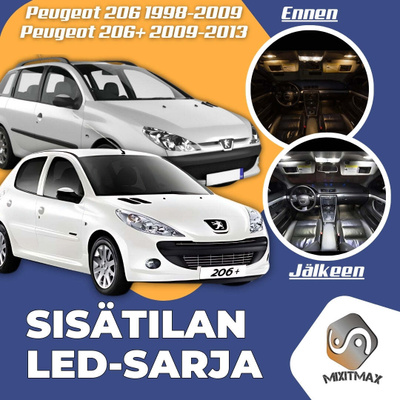 Peugeot 206 / 206+ Sisätilan LED-sarja 6-osainen